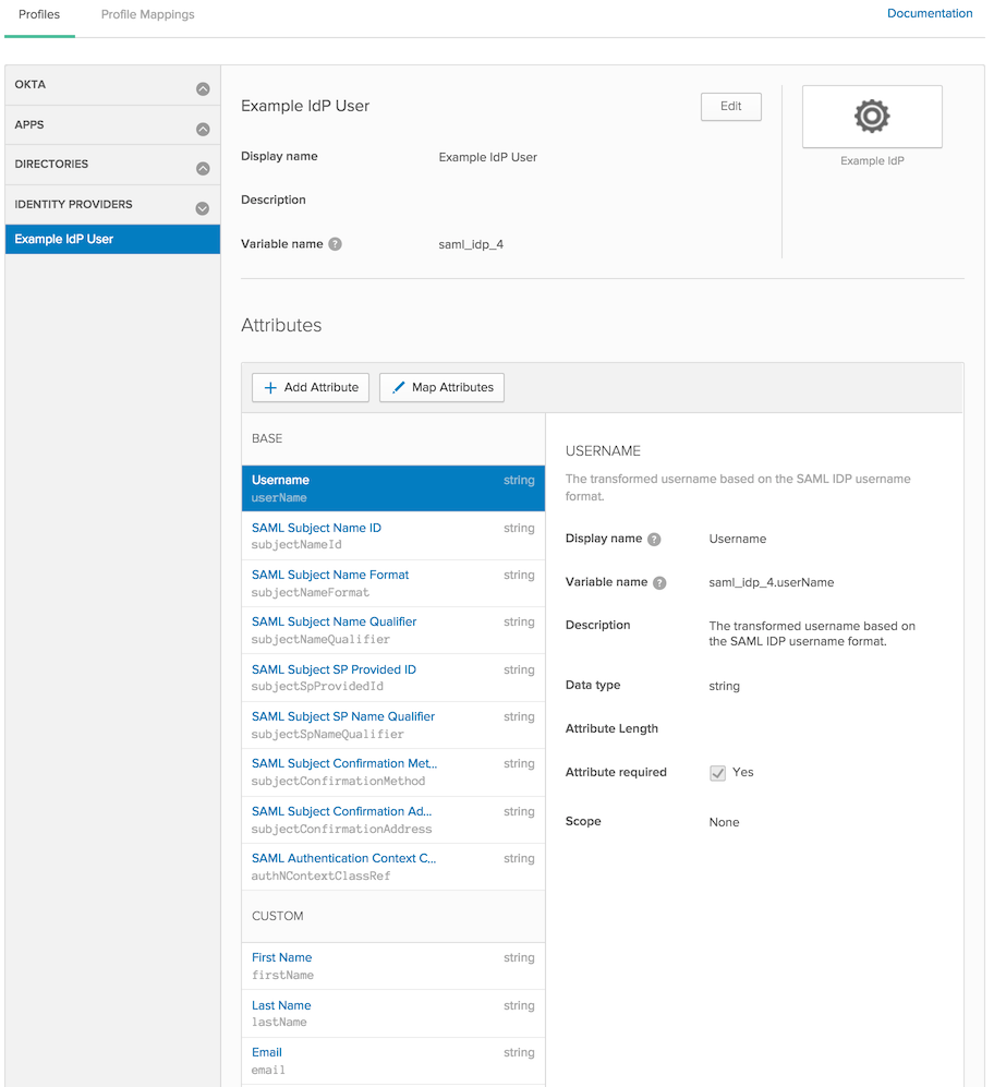 IdP Profile Editor UI